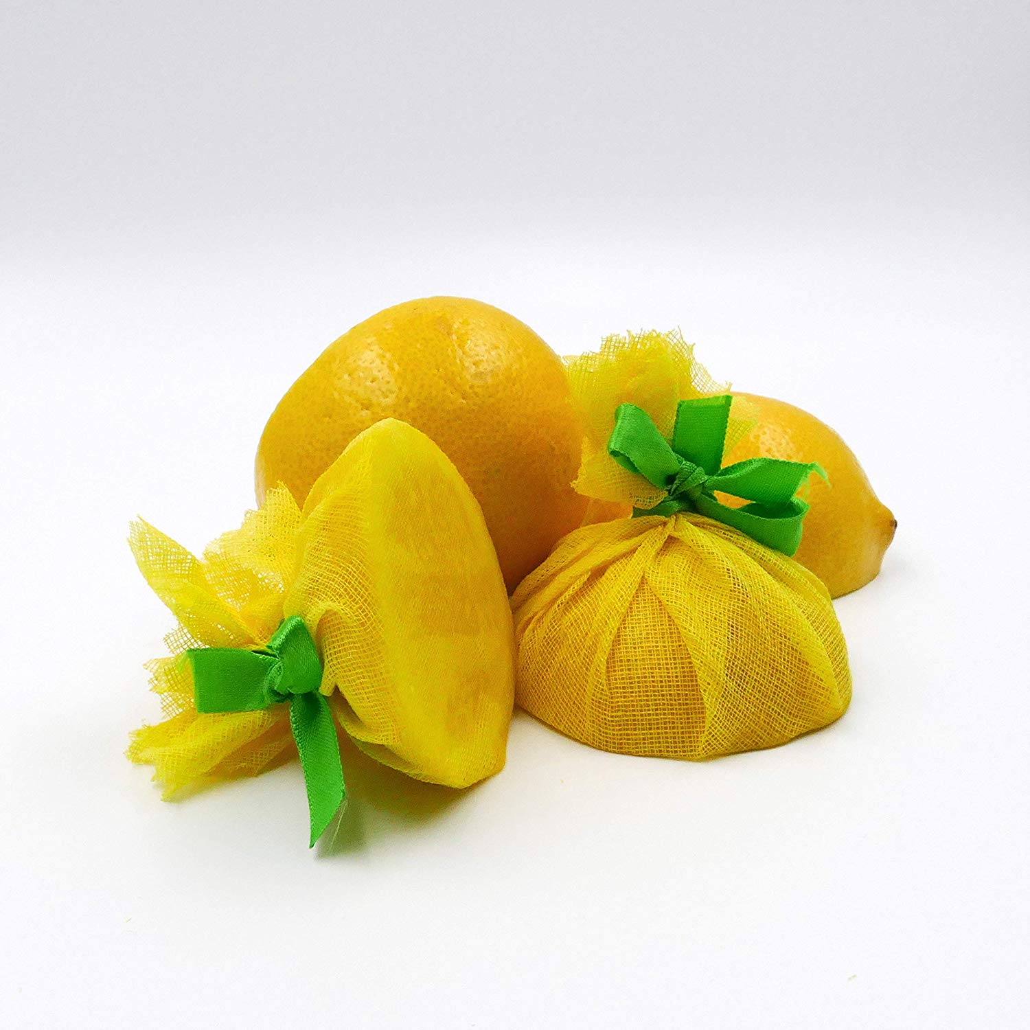 Lemon Wraps with Green Ribbon (100 Pack) 100% cotton